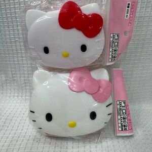 Sanrio Hello Kitty face shaped die -cut bento box & bento snack box.  Set of 2